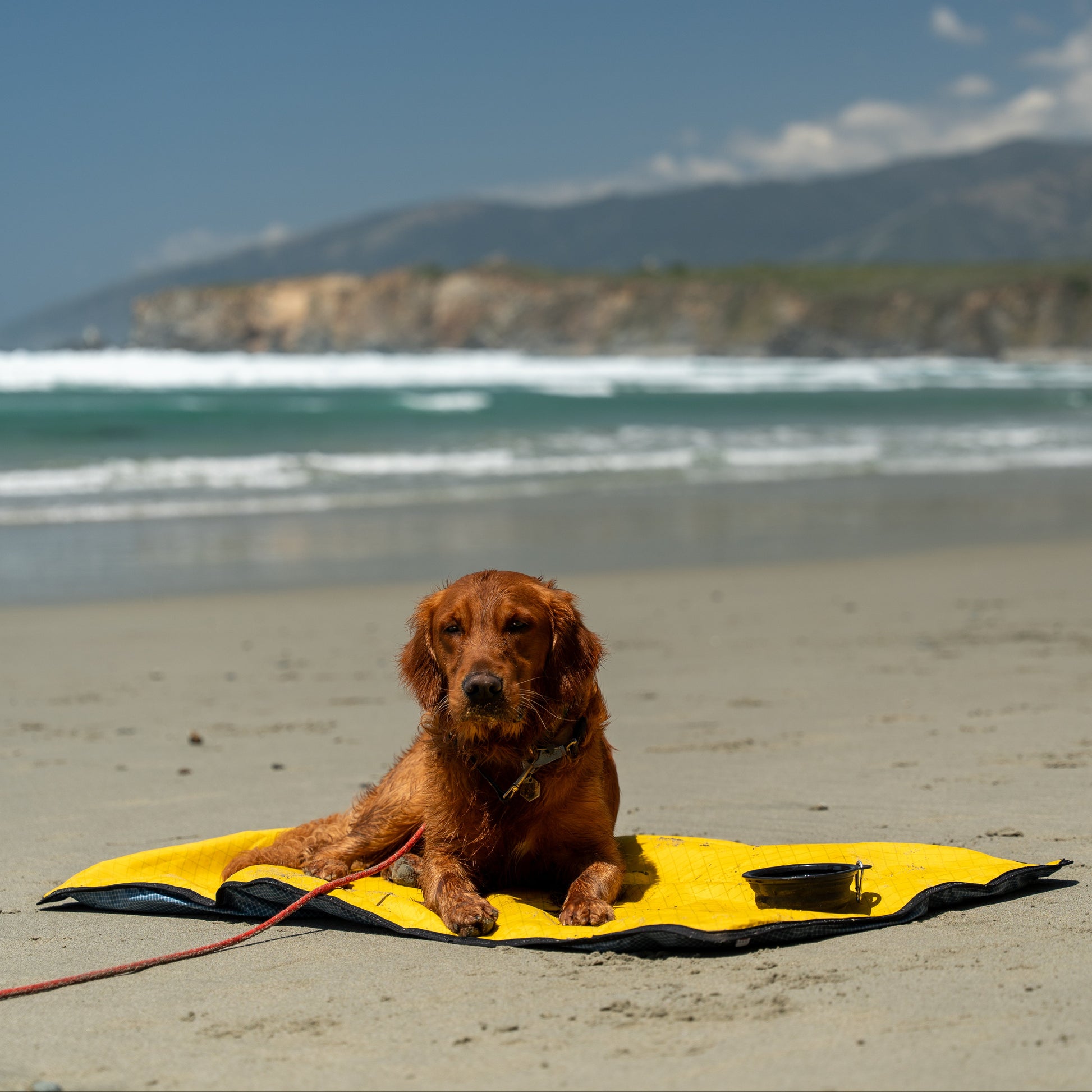 Hiking mat on beach easy to wipe clean